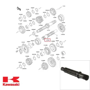 Ax cutie pinion transmisie fata original Kawasaki GPZ 400 S (EX 400) (88-89) - GPZ 500 S (87-03) - KLE 500 (91-95)