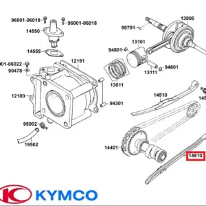 Patina fixa distributie originala Kymco Bet&Win - Dink - Dink Classic - Dink LX - Grand Dink 4T 125-150cc