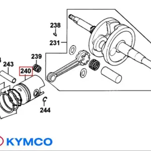 Piston original Kymco B&W - Cobra – Dink (Spacer) - DJ - Grand Dink – People - Super 9 – Top Boy – Yup 2T 50cc D39.00mm