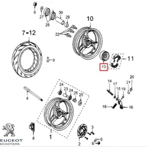 Butuc roata spate original Peugeot Elyseo (99-00) 4T LC 125cc