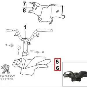 Carena superioara ghidon originala Peugeot Ludix 10B One - Snake - Trend - Ludix 12 Blaster - Ludix 14 Classic - Elegance 2T 50cc (gri)
