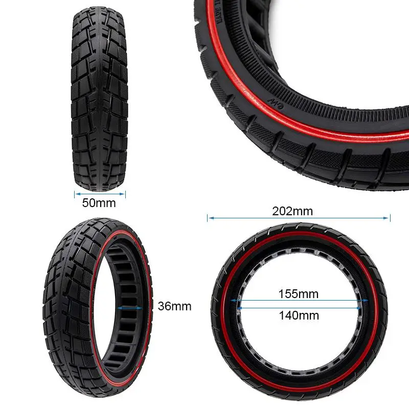 Anvelopă solidă ultra-ușoară, 8.5x2-6.1/B34 off-road, negru cu linie roșie | Motorevolution - imagine 2