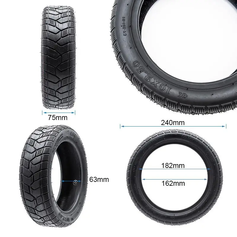 Anvelopă trotineta electrică, fără cameră, Cityroad 10x2.5-6.5/B60, negru | Motorevolution - imagine 2