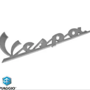 Emblema scris lateral spate stanga „Vespa” originala Vespa Elettrica - Primavera - Primavera - Sprint 50-125-150cc - montaj lateral