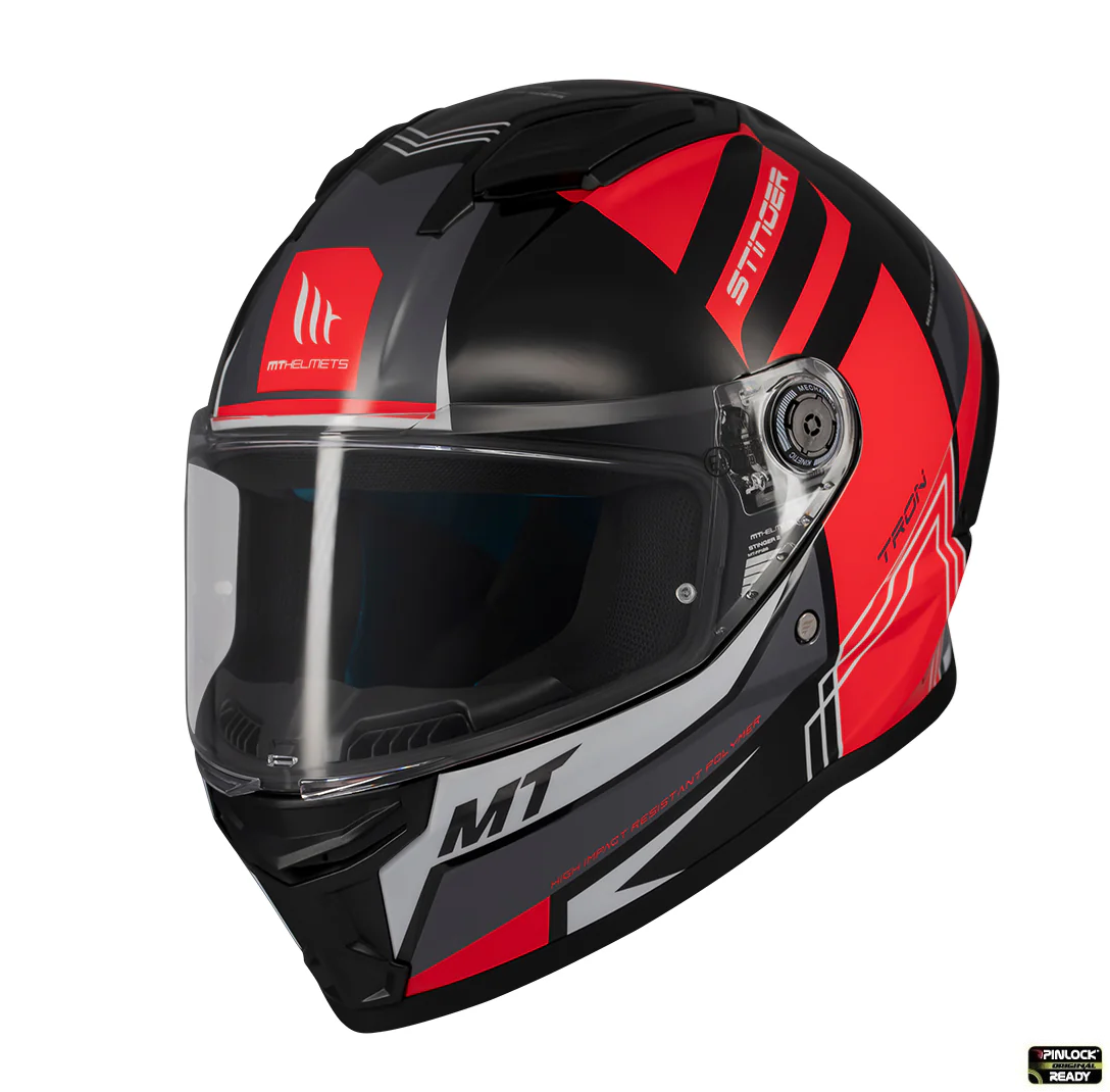 Casca integrala pentru scuter - motocicleta MT Stinger 2 Tron B15 negru/rosu lucios – tip viziera: MT-V-28B L (59/60cm) - imagine 2