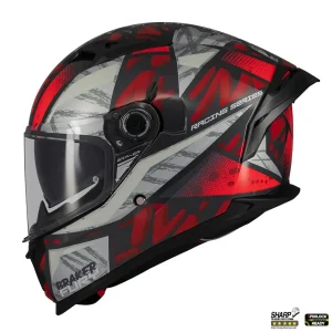 Casca integrala pentru scuter - motocicleta MT Braker SV Fury C5 rosu lucios (ochelari soare integrati) – tip viziera: MT-V-28B – DKS435 – punctaj maxim SHARP Test – 5 stele XXL (63/64cm)