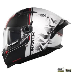 Casca integrala pentru scuter - motocicleta MT Braker SV Charm A1 alb/negru mat (ochelari soare integrati) – tip viziera: MT-V-28B – DKS435 – punctaj maxim SHARP Test – 5 stele XXL (63/64cm)