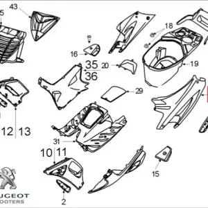 Carena laterala stanga spate originala Peugeot Speedfight - Speedfight 2 - Speedfight - WRC - X-Race - X-Team 2T 50-100cc (galbena)