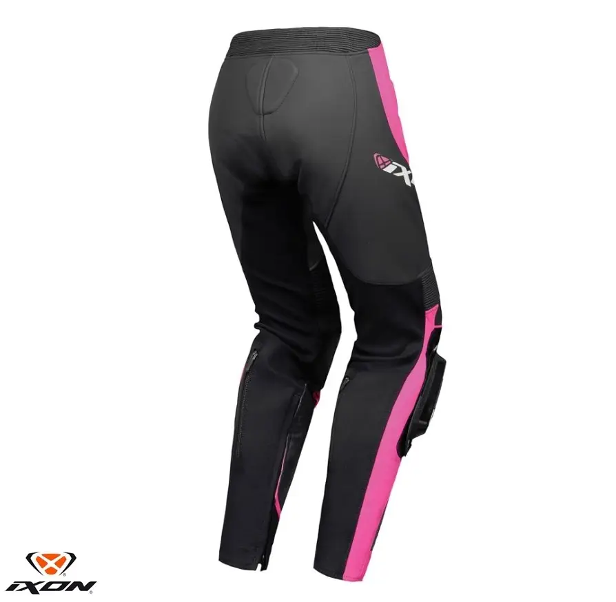Pantaloni pentru scuter - motocicleta femei piele Racing Ixon vara model Vortex 3 LS culoare: negru/roz/alb Negru/roz/alb M - imagine 2