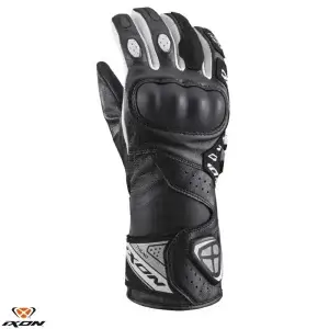 Manusi femei pentru scuter - motocicleta Racing vara piele Ixon model Thund LS culoare: negru/alb – degete tactile S (7/8)