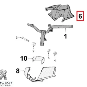 Carena inferioara bord (ghidon) originala Peugeot Vivacity 3 L â€“ Vivacity 3 L Sportline 2T - Vivacity 3L 4T 50cc (neagra)