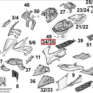 Carena laterala dreapta podea originala Peugeot Jet Force 50-125cc (alba)