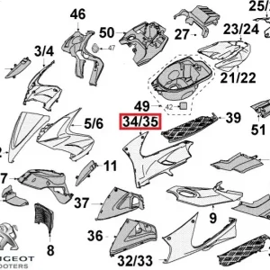 Carena laterala dreapta podea originala Peugeot Jet Force 50-125cc (gri)