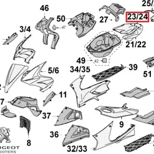 Carena laterala dreapta spate originala Peugeot Jet Force 50-125cc (alba)