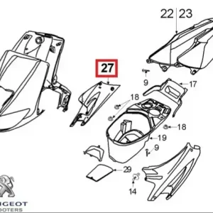 Carena laterala dreapta spate originala Peugeot Speedfight - Speedfight 2 - Speedfight - WRC - X-Race - X-Team 2T 50-100cc (galbena)