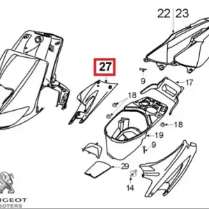 Carena laterala dreapta spate originala Peugeot Speedfight - Speedfight 2 - Speedfight - WRC - X-Race - X-Team 2T 50-100cc (gri inchis)