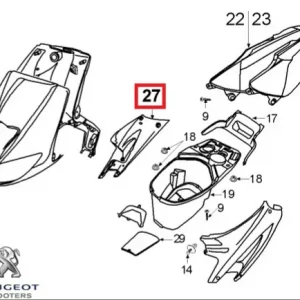 Carena laterala dreapta spate originala Peugeot Speedfight - Speedfight 2 - Speedfight - WRC - X-Race - X-Team 2T 50-100cc (rosie)