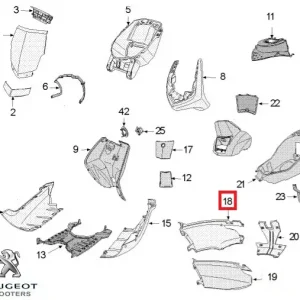 Carena laterala dreapta spate originala Peugeot Vivacity 3 L – Vivacity 3 L Sportline 2T - Vivacity 3L 4T 50cc (alba)