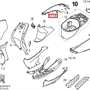 Carena laterala dreapta spate originala Peugeot Vivacity – Vivacity 2T 50-100cc (alba)