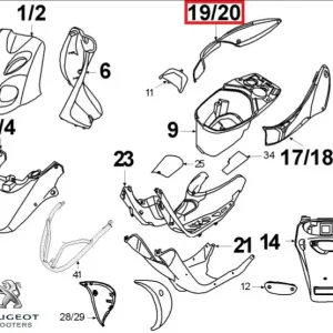 Carena laterala dreapta spate originala Peugeot TKR – TKR2 – Trekker 2T 50-100cc (albastra)