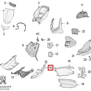 Carena laterala stanga podea originala Peugeot Vivacity 3L – Vivacity 3 L Sportline 2T 50cc (alba)
