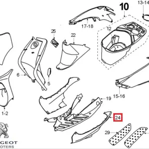 Carena laterala stanga podea originala Peugeot Vivacity - Vivacity 2 2T 50-100cc (gri)