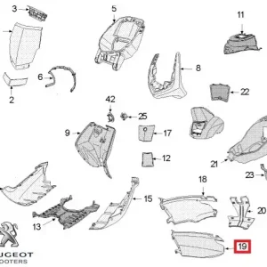 Carena laterala stanga spate originala Peugeot Vivacity 3 L – Vivacity 3 L Sportline 2T - Vivacity 3L 4T 50cc (neagra)