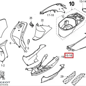 Carena laterala stanga spate originala Peugeot Vivacity – Vivacity 2T 50-100cc (albastru deschis)
