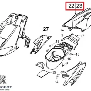 Carena spate originala Peugeot - Speedfight 2 - Speedfight WRC - X -Race - X-Team 2T 50-100cc (alba)