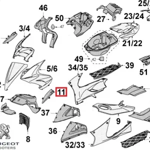 Carena stanga radiator originala Peugeot Jet Force 50-125cc (neagra)