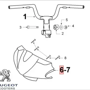 Carena superioara ghidon originala Peugeot Vivacity - Vivacity 2 2T 50-100cc (argintie)