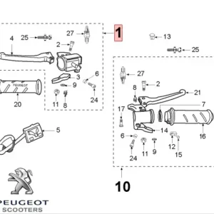 Maneta frana stanga + comanda soc (decompresor) originala moped Peugeot 103 MVL E - 103 SPX - Vogue LE - S2 - SE - SX - VSX 2T 50cc
