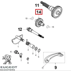 Roata dintata (arbore) intermediara originala Peugeot Speedfight 3 - Vivacity 3 2T 50cc