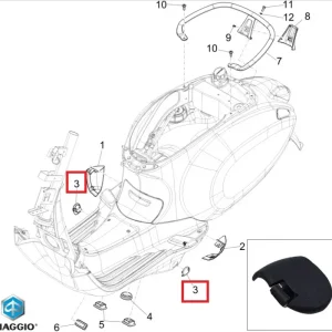 Capac lateral dreapta-stanga inferior (sub suport picioare) original Vespa Elettrica - Primavera - Primavera - Sprint 50-125-150cc