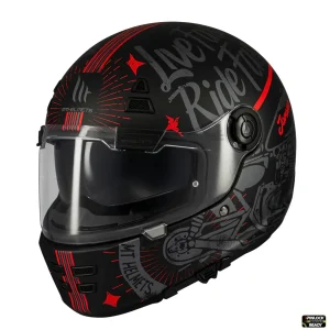 Casca integrala pentru scuter - motocicleta MT Jarama SV Art E5 negru/gri mat – model Retro – Cafe Racer (ochelari soare integrati) – tip viziera: MT-V-32 XL (61/62cm)