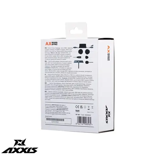 Sistem comunicatie moto complet Bluetooth MT – Axxis AX-RIDER SYNC – Plug&Play Intercom System – kit 1 bucata (pentru 1 utilizator) - imagine 5