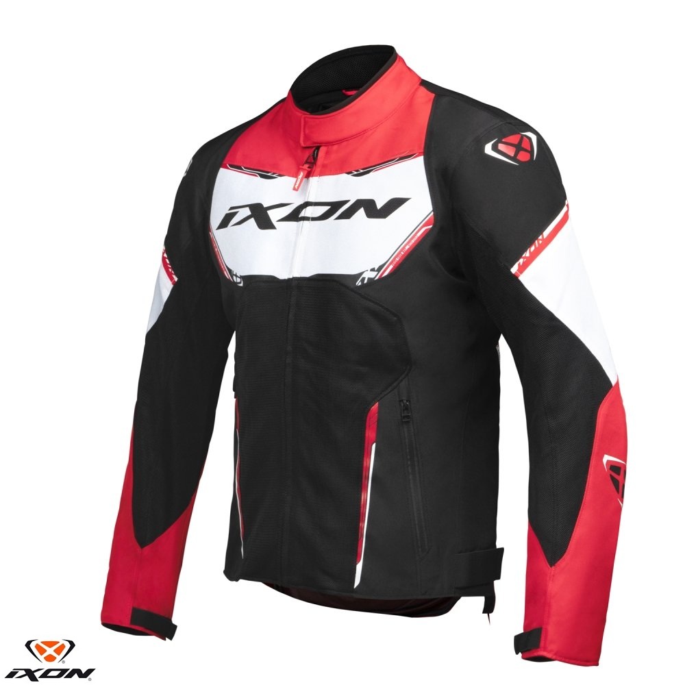 Geaca (jacheta) motociclete barbati Racing/Roadster Ixon vara model Striker AIR WP MS culoare: negru/alb/rosu