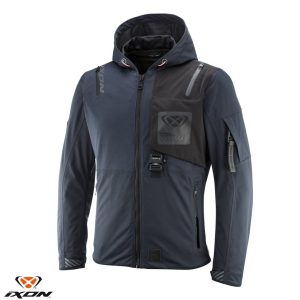 Geaca (jacheta) motociclete barbati Touring/Adventure/Urban Ixon Mid-Season model M-Quarter MS culoare: navy (albastru)/negru (geaca laminata; waterproof si pe exterior)
