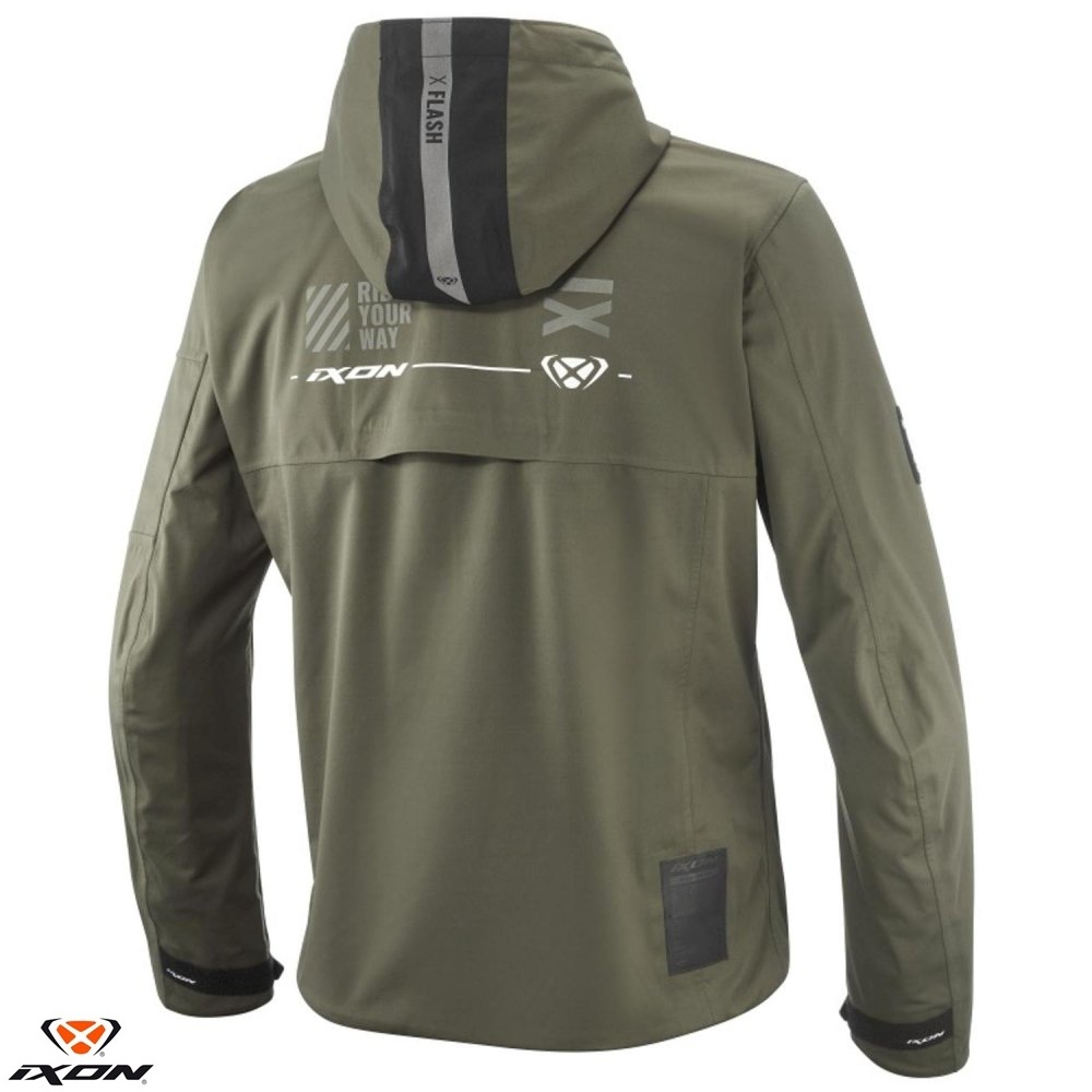Geaca (jacheta) motociclete barbati Touring/Adventure/Urban Ixon Mid-Season model M-Quarter MS culoare: khaki/negru (geaca laminata; waterproof si pe exterior) 4XL - imagine 2