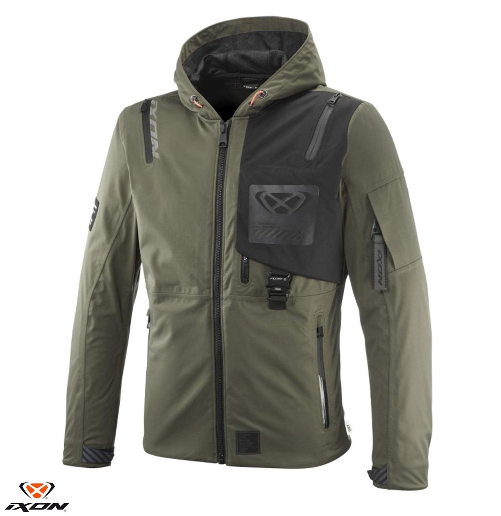 Geaca (jacheta) motociclete barbati Touring/Adventure/Urban Ixon Mid-Season model M-Quarter MS culoare: khaki/negru (geaca laminata; waterproof si pe exterior) 4XL