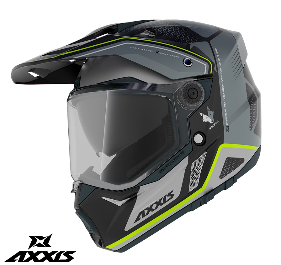 Casca adventure/touring/off road Axxis model Wolf DS Roadrunner B2 gri lucios – tip viziera: MT-V-20 L (59/60cm)