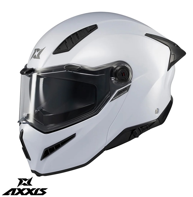 Casca modulabila (flip-up) Axxis GhostFighter SV A0 alb lucios (ochelari soare integrati) Pinlock Ready – tip viziera: MT-V-36 XS (53/54cm) - imagine 2