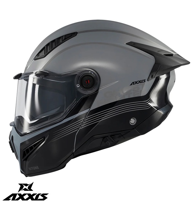 Casca modulabila (flip-up) Axxis GhostFighter SV Bitone C2 negru/gri lucios (ochelari soare integrati) Pinlock Ready – tip viziera: MT-V-36 L (59/60cm) - imagine 3