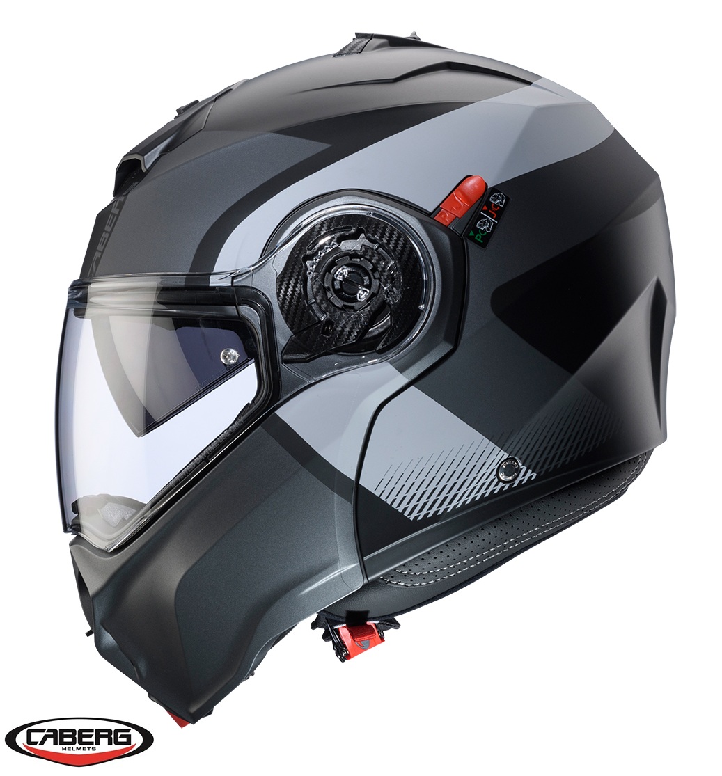 Casca modulabila (flip-up) Caberg model Duke Evo SV Indy P7 SV negru/gun metal (titanium)/gri mat Pinlock ready – lentila Pinlock inclusa S (55/56cm) - imagine 3