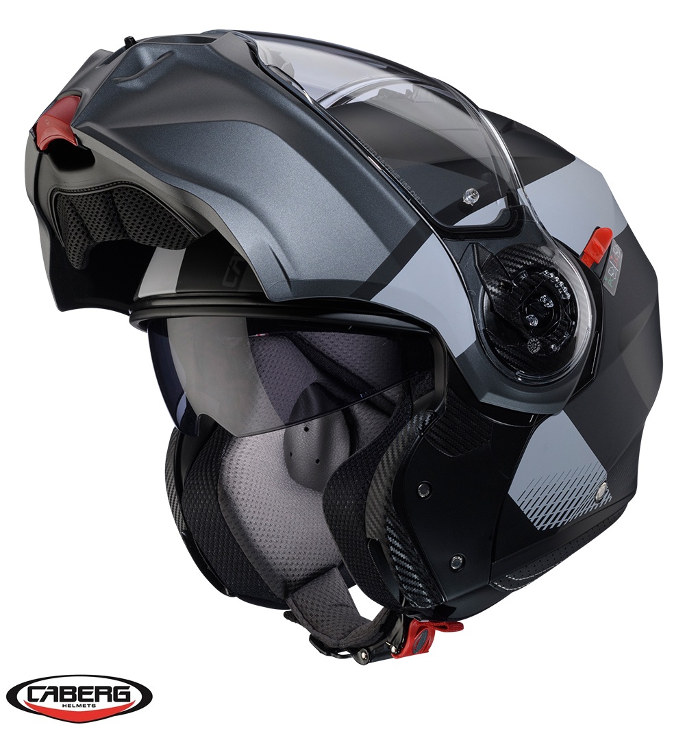 Casca modulabila (flip-up) Caberg model Duke Evo SV Indy P7 SV negru/gun metal (titanium)/gri mat Pinlock ready – lentila Pinlock inclusa S (55/56cm) - imagine 2