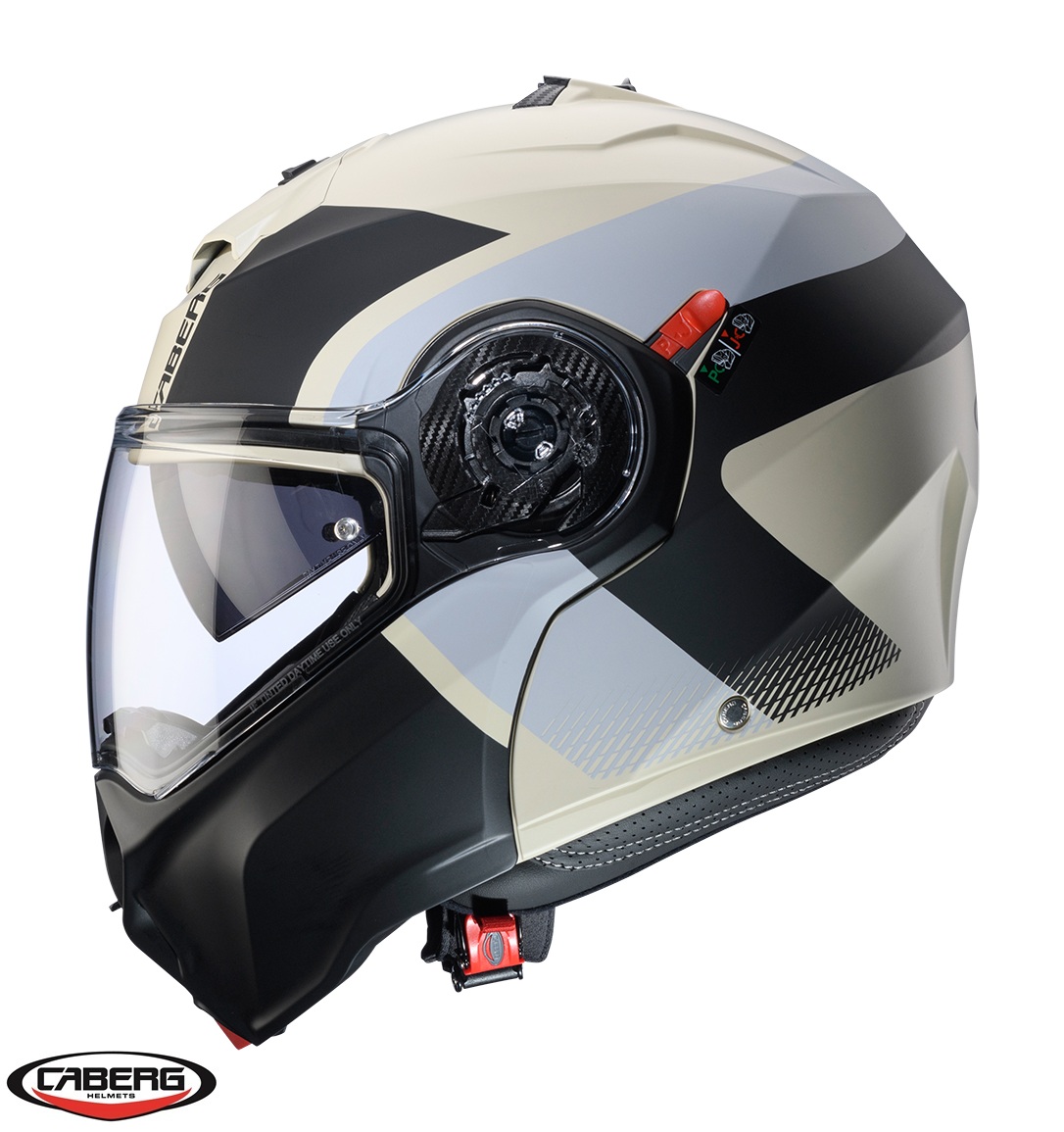 Casca modulabila (flip-up) Caberg model Duke Evo SV Indy P8 sand (nisipiu)/negru/gri mat Pinlock ready – lentila Pinlock inclusa XL (61/62cm) - imagine 2