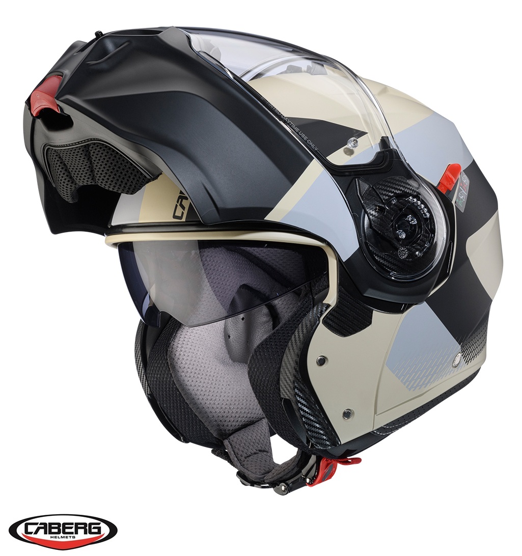 Casca modulabila (flip-up) Caberg model Duke Evo SV Indy P8 sand (nisipiu)/negru/gri mat Pinlock ready – lentila Pinlock inclusa XS (53/54cm) - imagine 3