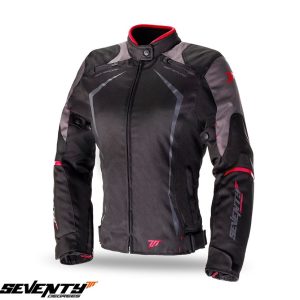 Geaca (jacheta) motociclete femei Racing Seventy vara/iarna model SD-JR49 culoare: negru/rosu