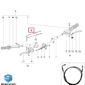 Cablu acceleratie deschis original Aprilia Sport City One - SR MOTARD - Derbi Boulevard - Piaggio Fly - Typhoon 4T AC 125-150cc