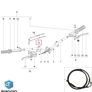 Cablu acceleratie inchis original Aprilia Sport City One - SR MOTARD - Derbi Boulevard - Piaggio Fly - Typhoon 4T AC 125-150cc